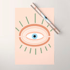 Retro evil eye - neutrals Wrapping Paper Gallery Image 1
