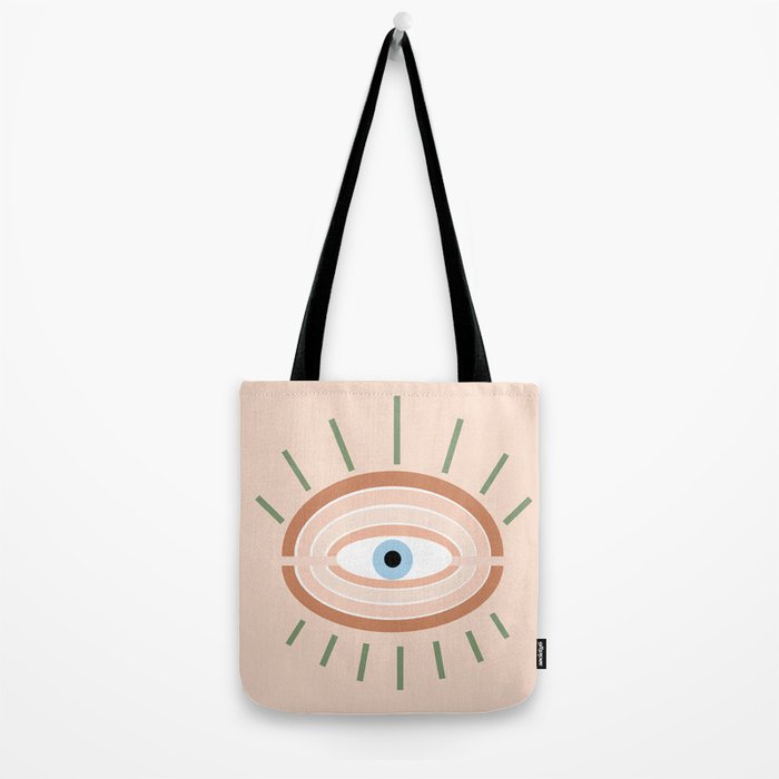 Retro evil eye - neutrals Tote Bag Gallery Image 2
