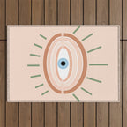 Retro evil eye - neutrals Outdoor Rug Gallery Image 1