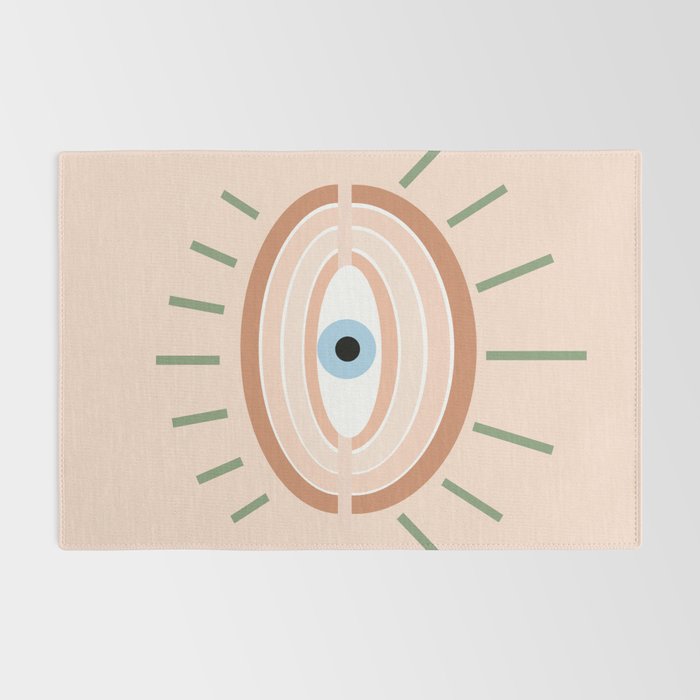 Retro evil eye - neutrals Rug Gallery Image 2