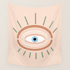 Retro evil eye - neutrals Wall Tapestry Gallery Image 4