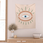Retro evil eye - neutrals Wall Tapestry Gallery Image 2