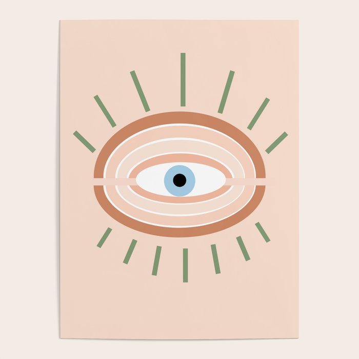 Retro evil eye - neutrals Poster Gallery Image 1