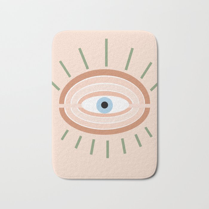 Retro evil eye - neutrals Bath Mat Gallery Image 1