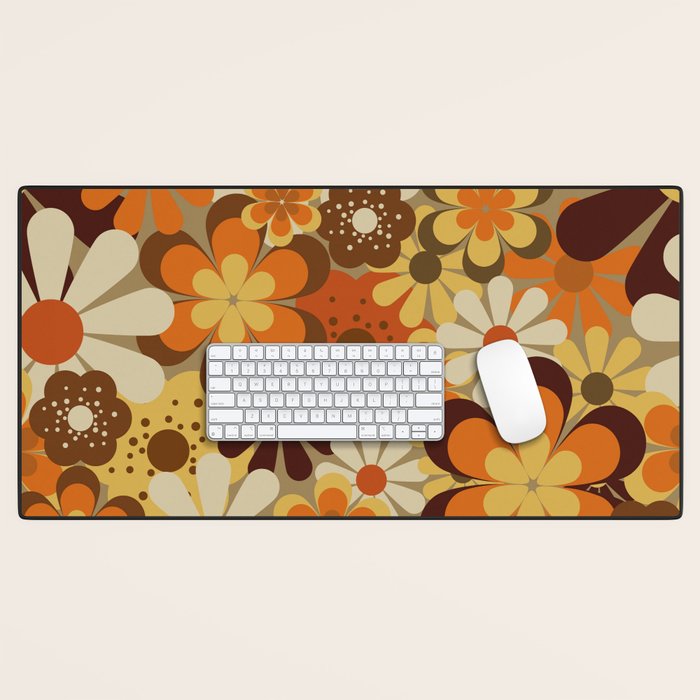 70's Floral Prints, Retro Art Desk Mat Gallery Image 1