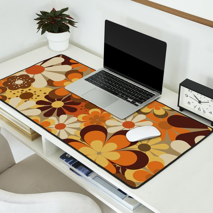 70's Floral Prints, Retro Art Desk Mat Gallery Image 2