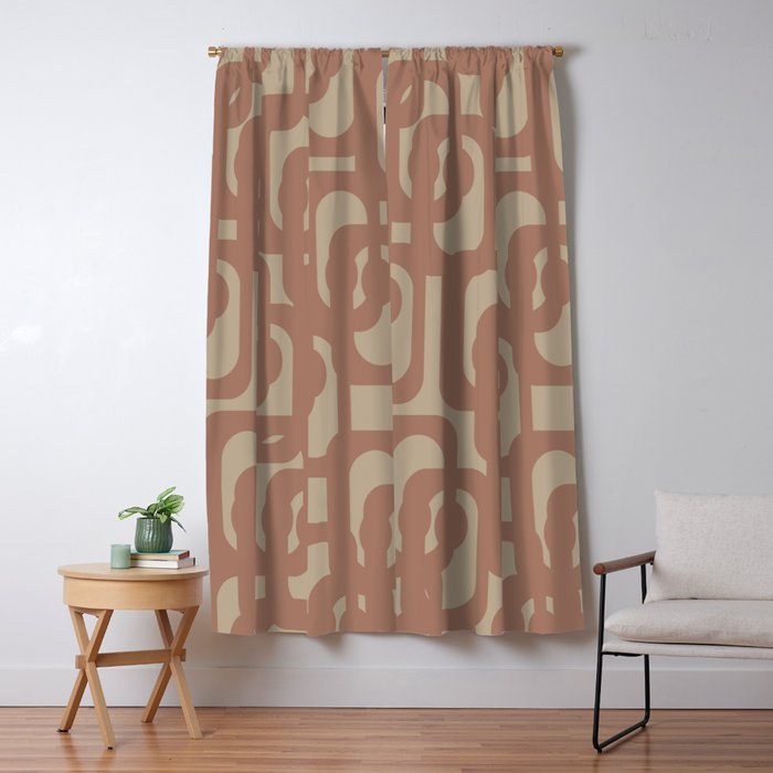 Midcentury Modern Loop Pattern 9 Inspired by PANTONE 17 1230 Color of the Year Mocha Mousse Window Curtain Gallery Image 5