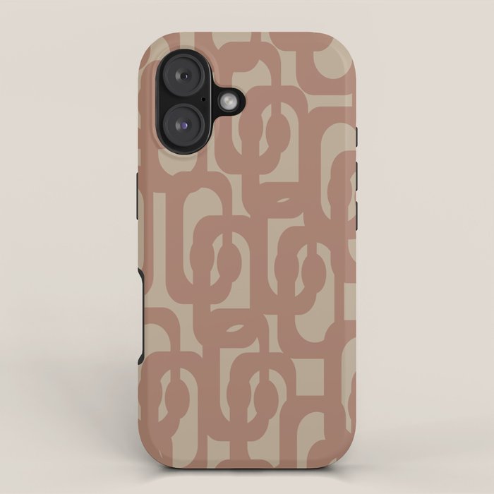 Midcentury Modern Loop Pattern 9 Inspired by PANTONE 17 1230 Color of the Year Mocha Mousse iPhone Case Gallery Image 1