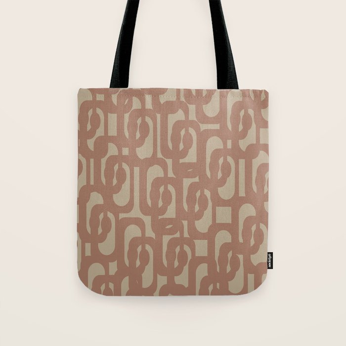 Midcentury Modern Loop Pattern 9 Inspired by PANTONE 17 1230 Color of the Year Mocha Mousse Tote Bag Gallery Image 1