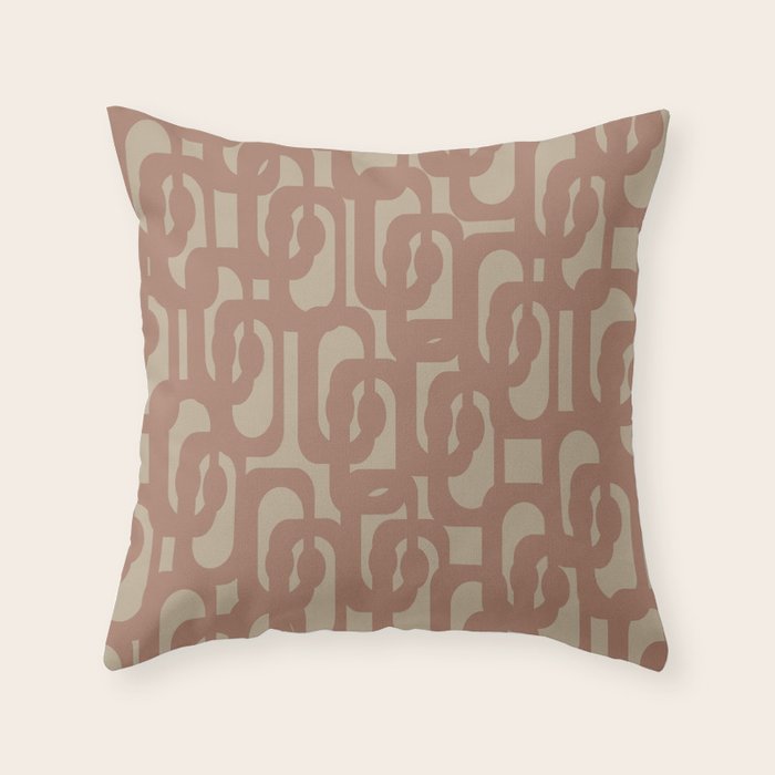 Midcentury Modern Loop Pattern 9 Inspired by PANTONE 17 1230 Color of the Year Mocha Mousse Throw Pillow Gallery Image 1