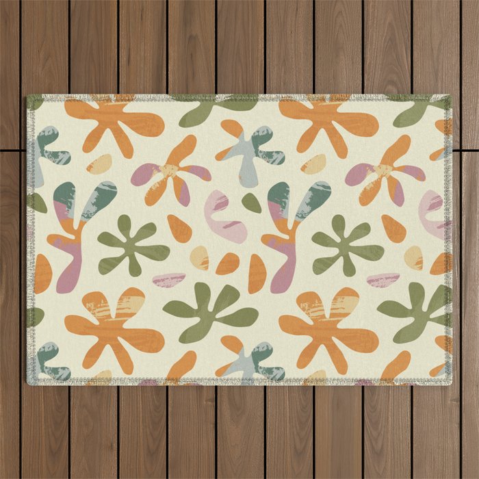 Colorful abstract flower art pattern Outdoor Rug Gallery Image 1