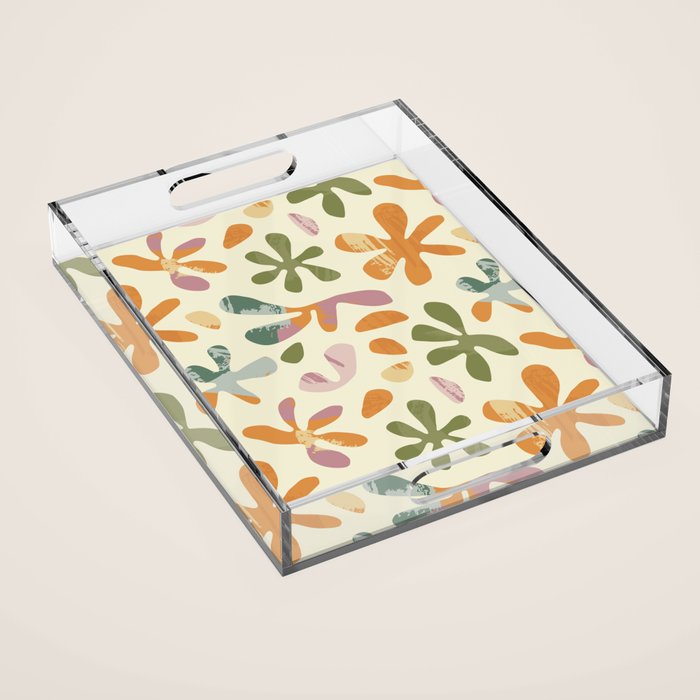 Colorful abstract flower art pattern Acrylic Tray Gallery Image 1