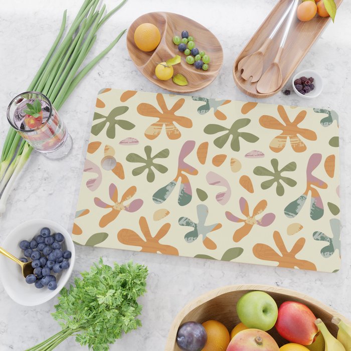 Colorful abstract flower art pattern Cutting Board Gallery Image 2