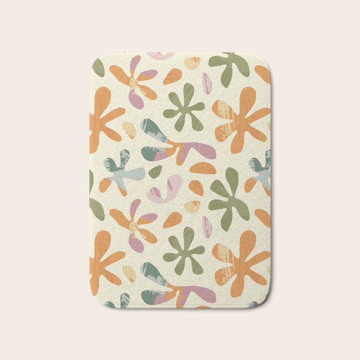 Colorful abstract flower art pattern Bath Mat Gallery Image 1