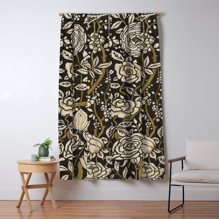 Nouveau Birds And Flowers Window Curtain Gallery Image 1