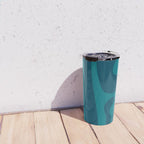 Mid Century Modern Abstract Kwaito Pattern in Teal Blue Tones Travel Mug Gallery Image 4