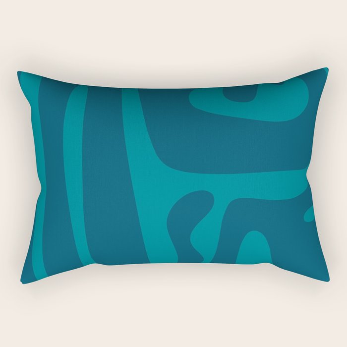 Mid Century Modern Abstract Kwaito Pattern in Teal Blue Tones Rectangular Pillow Gallery Image 2