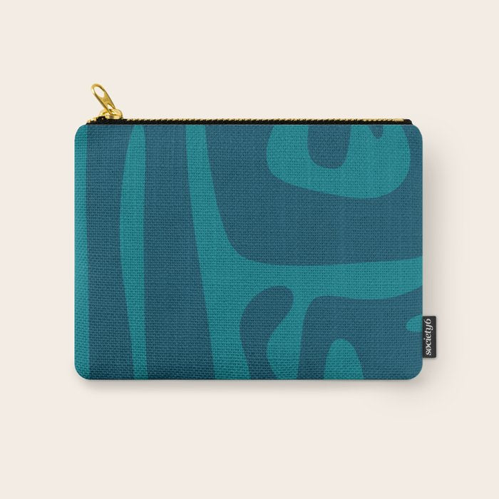 Mid Century Modern Abstract Kwaito Pattern in Teal Blue Tones Carry All Pouch Gallery Image 1