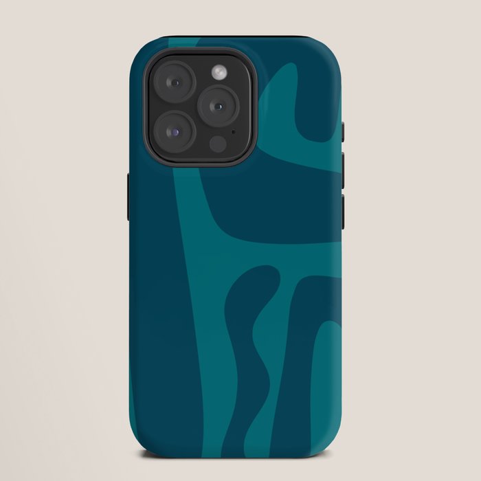 Mid Century Modern Abstract Kwaito Pattern in Teal Blue Tones iPhone Case Gallery Image 11