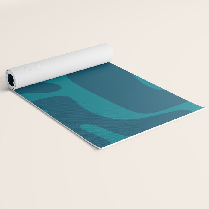 Mid Century Modern Abstract Kwaito Pattern in Teal Blue Tones Yoga Mat Gallery Image 2