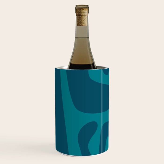 Mid Century Modern Abstract Kwaito Pattern in Teal Blue Tones Wine Chiller Gallery Image 1