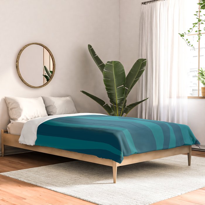 Mid Century Modern Abstract Kwaito Pattern in Teal Blue Tones Comforter Gallery Image 2