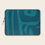 Mid Century Modern Abstract Kwaito Pattern in Teal Blue Tones Laptop Sleeve Gallery Image 1