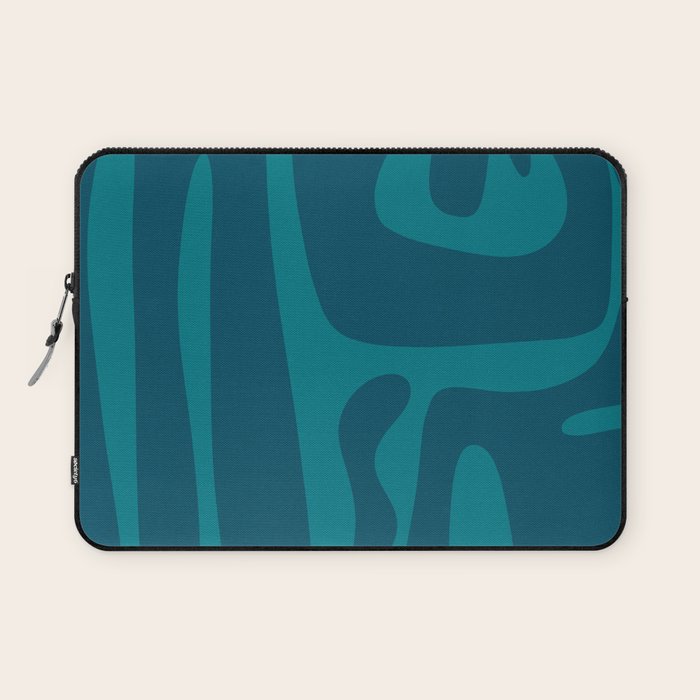 Mid Century Modern Abstract Kwaito Pattern in Teal Blue Tones Laptop Sleeve Gallery Image 1