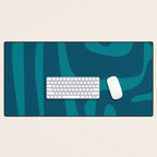 Mid Century Modern Abstract Kwaito Pattern in Teal Blue Tones Desk Mat Gallery Image 1