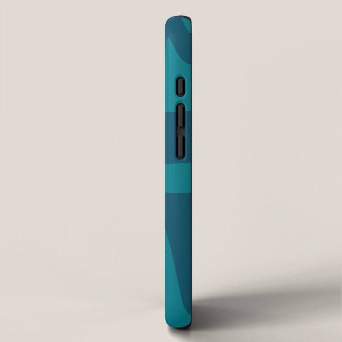 Mid Century Modern Abstract Kwaito Pattern in Teal Blue Tones iPhone Case Gallery Image 2
