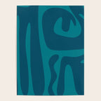 Mid Century Modern Abstract Kwaito Pattern in Teal Blue Tones Poster Gallery Image 4