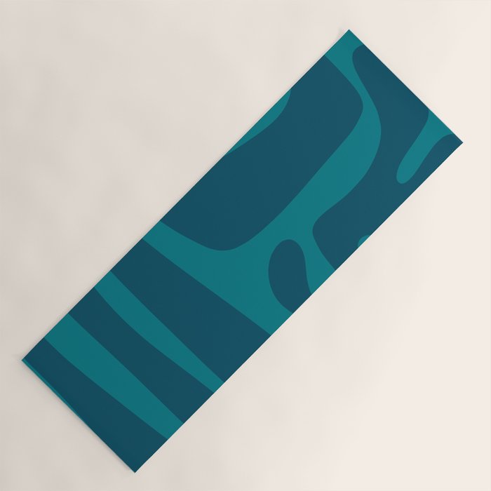 Mid Century Modern Abstract Kwaito Pattern in Teal Blue Tones Yoga Mat Gallery Image 1