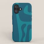 Mid Century Modern Abstract Kwaito Pattern in Teal Blue Tones iPhone Case Gallery Image 1
