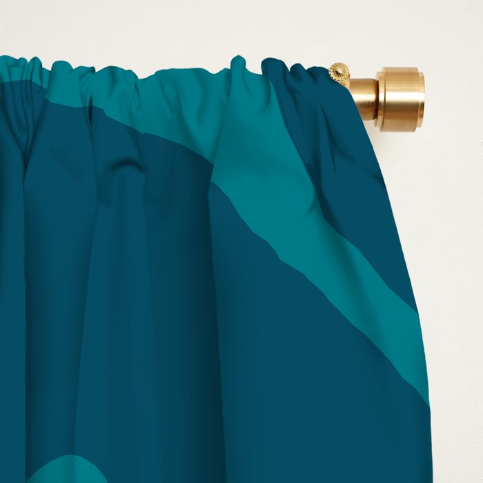 Mid Century Modern Abstract Kwaito Pattern in Teal Blue Tones Window Curtain Gallery Image 2