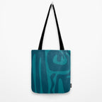Mid Century Modern Abstract Kwaito Pattern in Teal Blue Tones Tote Bag Gallery Image 2