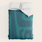 Mid Century Modern Abstract Kwaito Pattern in Teal Blue Tones Comforter Gallery Image 6