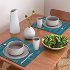 Mid Century Modern Abstract Kwaito Pattern in Teal Blue Tones Placemat Gallery Image 2