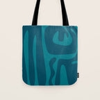 Mid Century Modern Abstract Kwaito Pattern in Teal Blue Tones Tote Bag Gallery Image 1