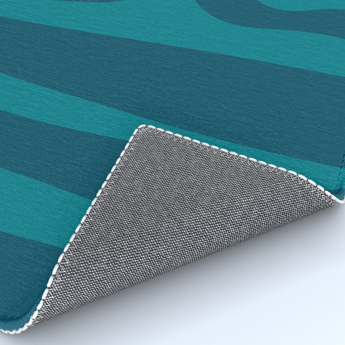Mid Century Modern Abstract Kwaito Pattern in Teal Blue Tones Rug Gallery Image 4