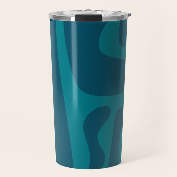 Mid Century Modern Abstract Kwaito Pattern in Teal Blue Tones Travel Mug Gallery Image 1