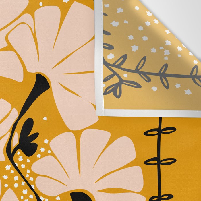 Ever blooming good vibes mustard yellow Wall Tapestry Gallery Image 3