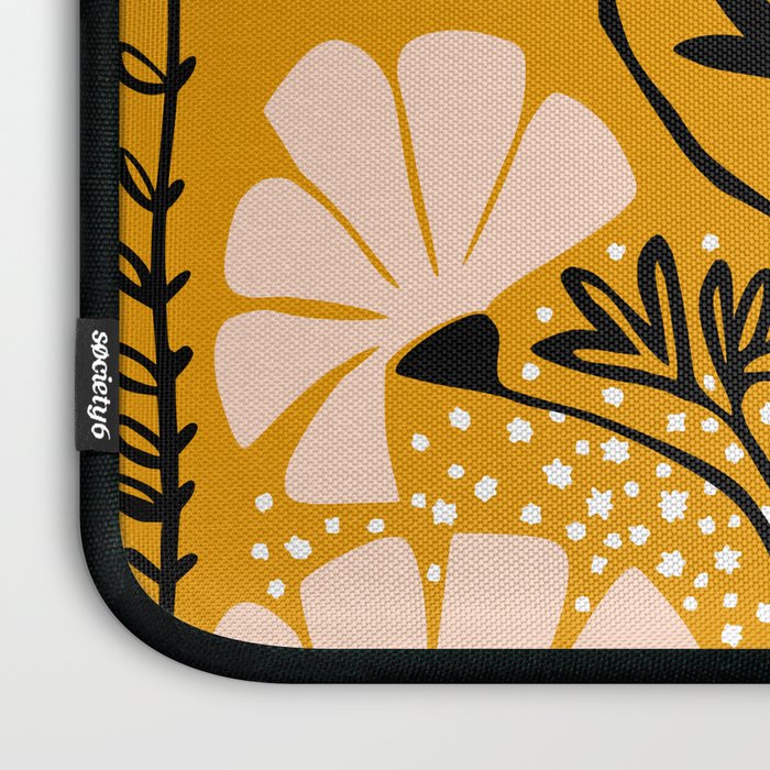 Ever blooming good vibes mustard yellow Laptop Sleeve Gallery Image 3