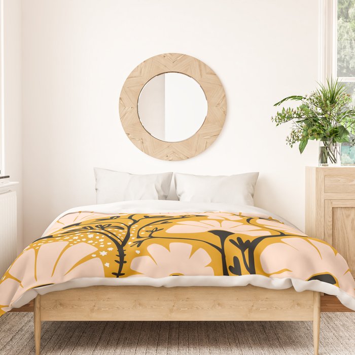 Ever blooming good vibes mustard yellow Duvet Cover Gallery Image 3