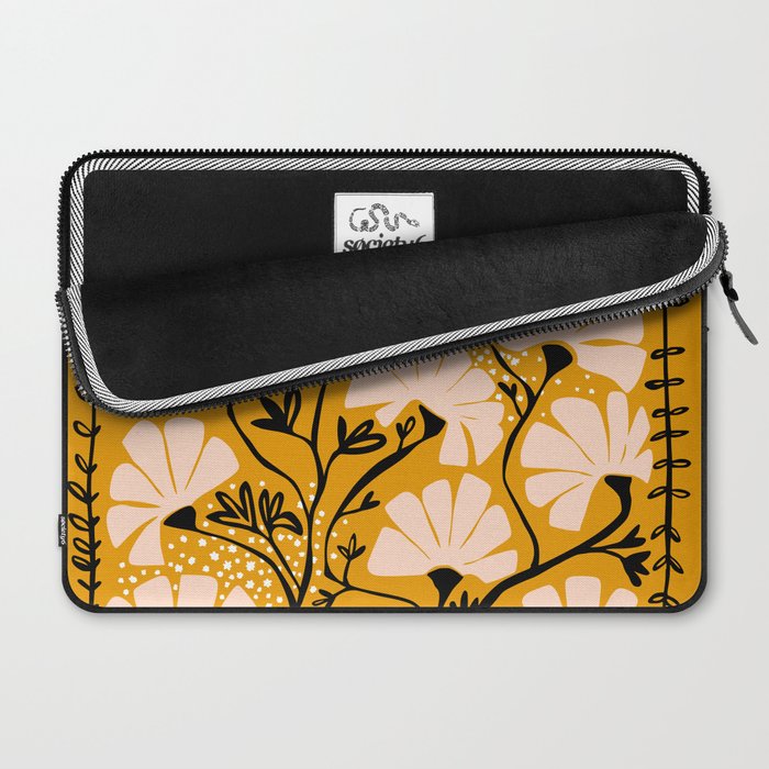 Ever blooming good vibes mustard yellow Laptop Sleeve Gallery Image 2
