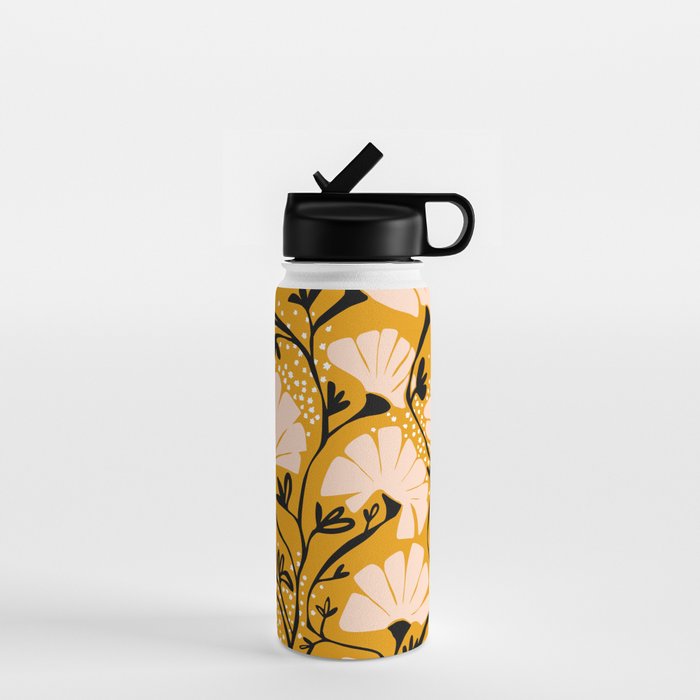 Ever blooming good vibes mustard yellow Water Bottle Gallery Image 1