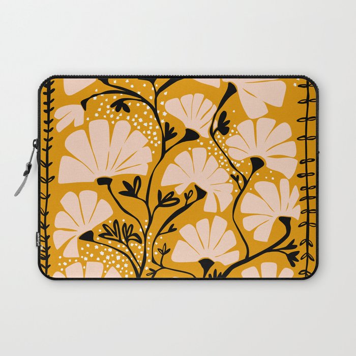 Ever blooming good vibes mustard yellow Laptop Sleeve Gallery Image 1