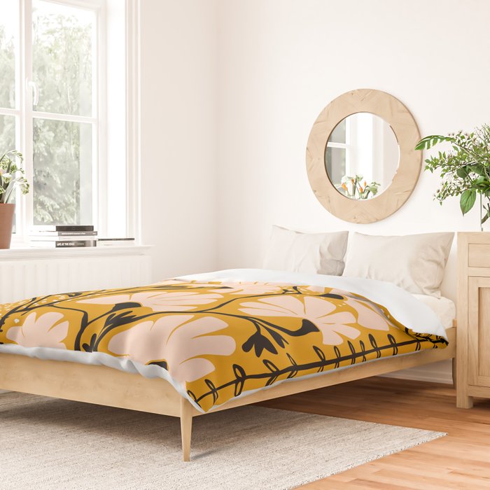 Ever blooming good vibes mustard yellow Duvet Cover Gallery Image 2