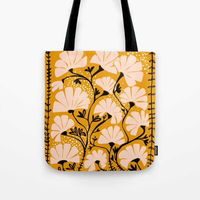 Ever blooming good vibes mustard yellow Tote Bag Gallery Image 1