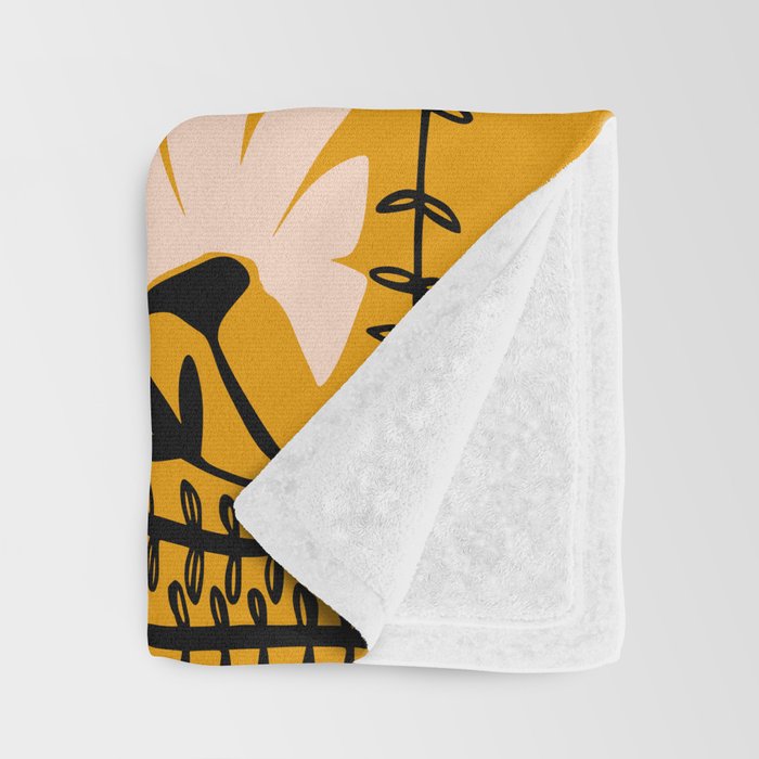 Ever blooming good vibes mustard yellow Throw Blanket Gallery Image 3