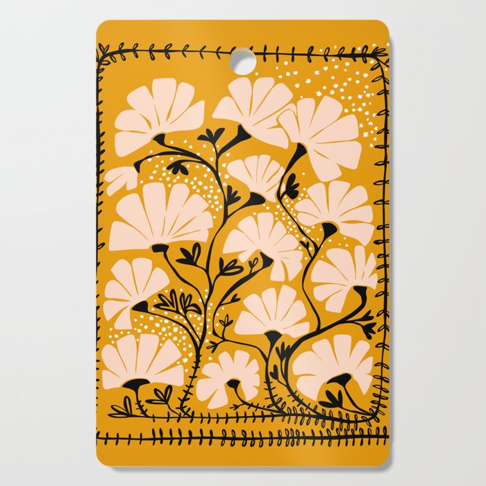 Ever blooming good vibes mustard yellow Cutting Board Gallery Image 1
